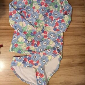 GAP Kids Floral Swimsuit Set - Red, Blue, Green
